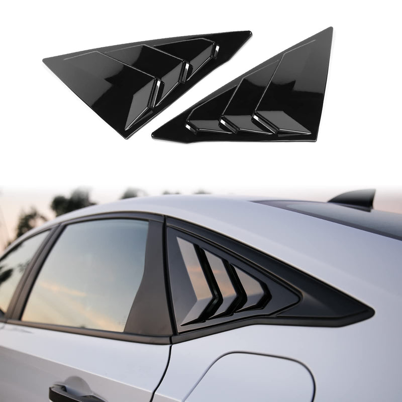 CKE for 11th Gen Civic Sedan Compatible with Honda Civic 2026 2025 2024 2023 2022 Accessories Car Exterior Rear Side Window Louvers Air Vent Scoop Shades Cover Blinds -Bright Black Glossy Black
