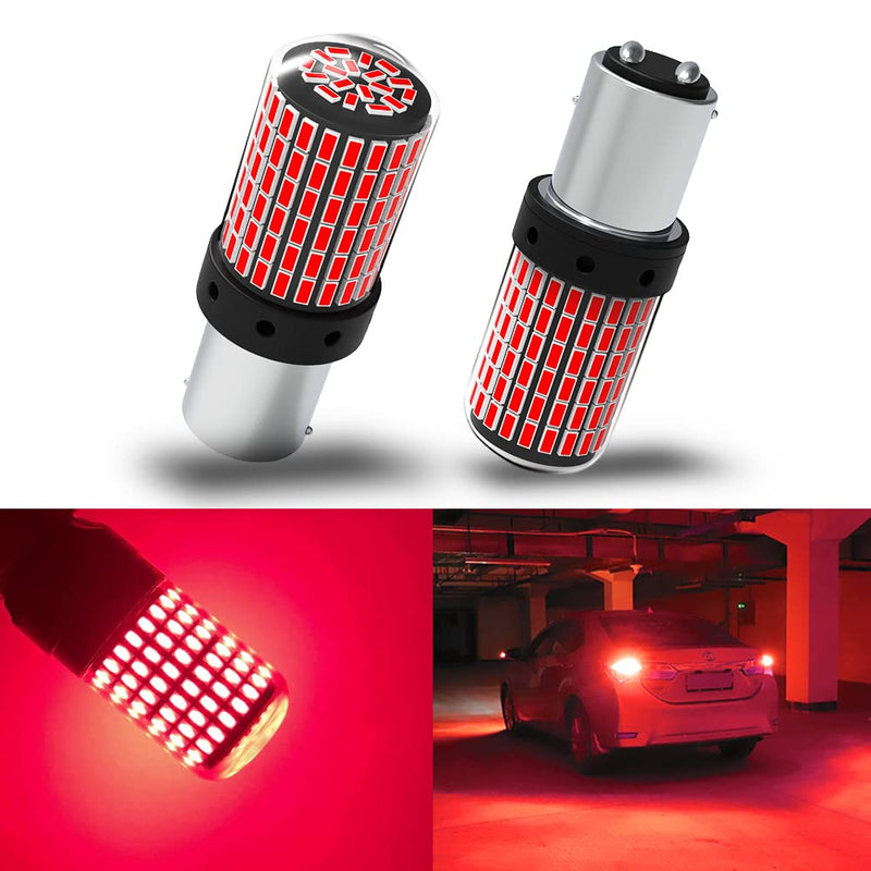 1157 LED Bulbs Red, Brake Stop Light Super Bright 3000 Lumens Error Free Canbus, BAY15D 7528 2057 2357 Automotive Led Tail Rear Light Bulb for Car RV Truck 144SMD (2PCS) 1157