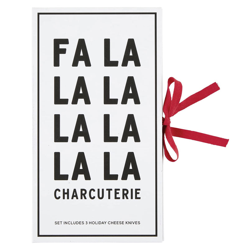 Santa Barbara Design Studio Holiday Cardboard Book Gift Set, 3-Piece, Fa La La - Charcuterie Knives