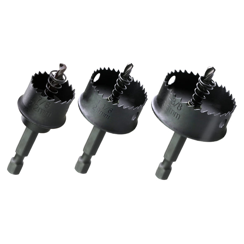 Thin-Wall HSS Bi Metal Hole Saw Kit 7/8,1-1/8,1-3/8 Inch for Impact Driver HSS-3PCS