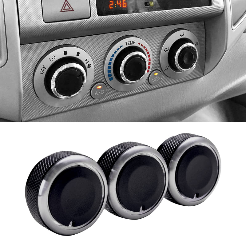 JDMCAR Compatible with Toyota Tacoma 2005-2015 A/C Air Conditioning Control Switch Knob Button, HVAC Control Knob Tacoma Heater Temperature HVAC Fan Control Knob - (A Set of 3 Knobs) Black