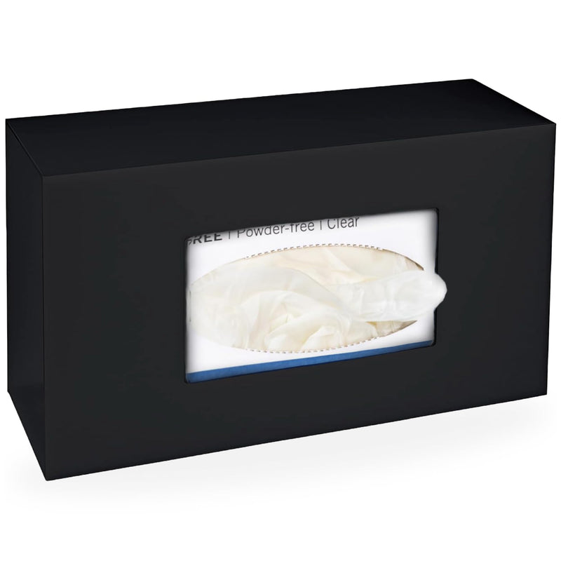 Glove Holder for Wall Mount Dispenser - Single Black - Side-Loaded Acrylic Rack - Disposable Glove Box
