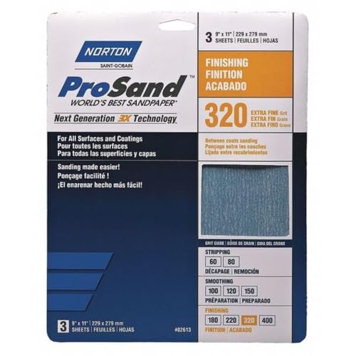 Norton ProSand 11 in. L X 9 in. W 320 Grit Aluminum Oxide Sandpaper 20 pk