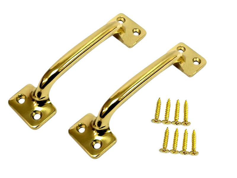 QCAA Soild Brass, 4-7/8",Heavier Sash Lift Pull, Traditional Type, Polish Brass, 2 Pack, Made in Taiwan Polished Brass