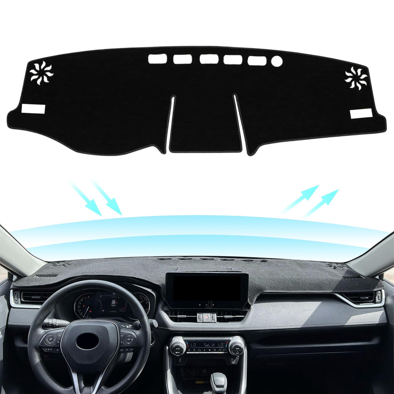 for Toyota Rav4 Accessories 2025 2024 2023 2022 2021 2020 2019 Dashboard Cover Dash Cover Mat Custom Fit Center Console Cover Sunshield Protector RAV 4 Pad（Black Trim） 2019-2025 black