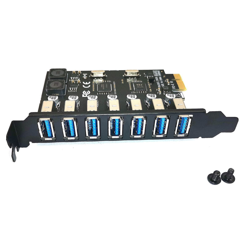 DEVMO USB 3.0 PCI-E Expansion Card 7 Ports USB 3.0 Hub Adapter External Controller PCI Express Extender Adapter Card for Desktop