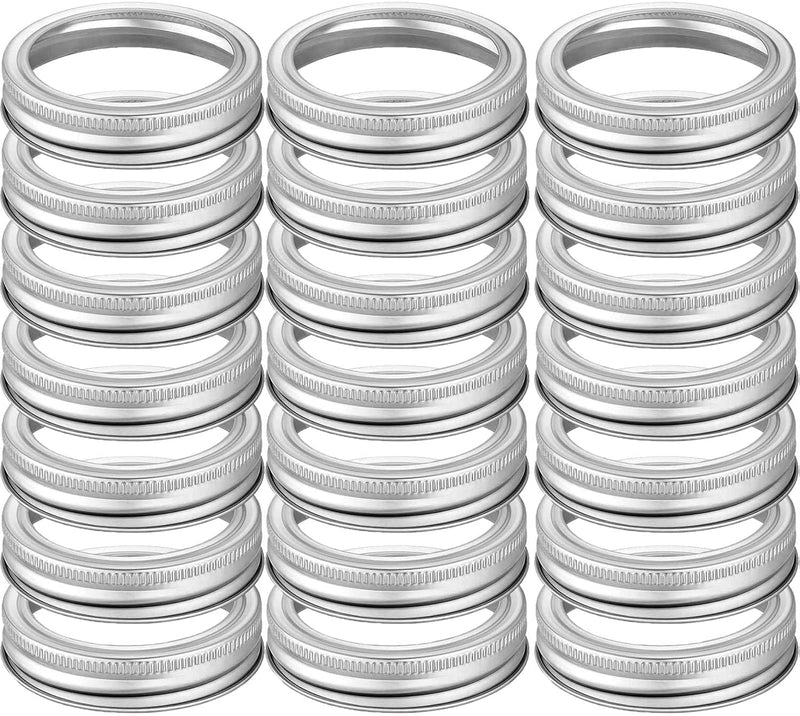 60Pcs Wide Mouth Mason Jar Canning Rings, Replacement Rings or Tops Durable & Rustproof Tinplate Metal Bands/Rings for Mason Jar (Silver/87 MM) Silver 60 PCS Wide Mouth Rings
