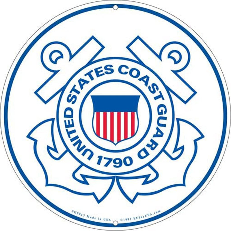United States Coast Guard Aluminum Metal Round 12 Inch Diameter Sign - Perfect for Walls, Garages & Outdoor Decoration (USCG Coast Guard) USCG Coast Guard