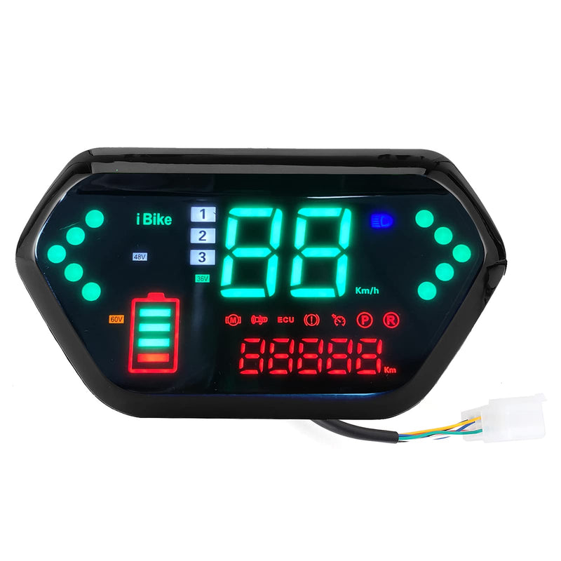 Keenso Motorcycle Speedometer, 48V/60V High-Definition LCD Display Universal Digital Tachometer Odometer Gauge