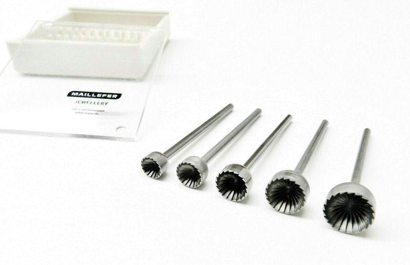 Large Cup Bur Set 3/32" Shank Fig 77b Concave Cutter Fraise 5PC Assortment 6mm to 10mm Swiss Made
