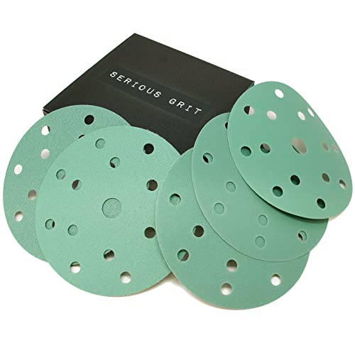 Serious Grit - 6-Inch 15-Hole Sanding Discs - P80-220 Assortment - 50 Pack Mixed Grit
