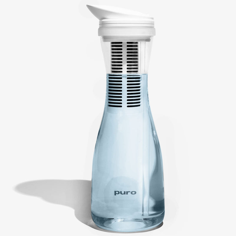 Puro Glass Water Filter Pitcher - Clean Water in Seconds - 1.3L Volume - Filter Removes Lead, Odors, Chlorine 1-Pack
