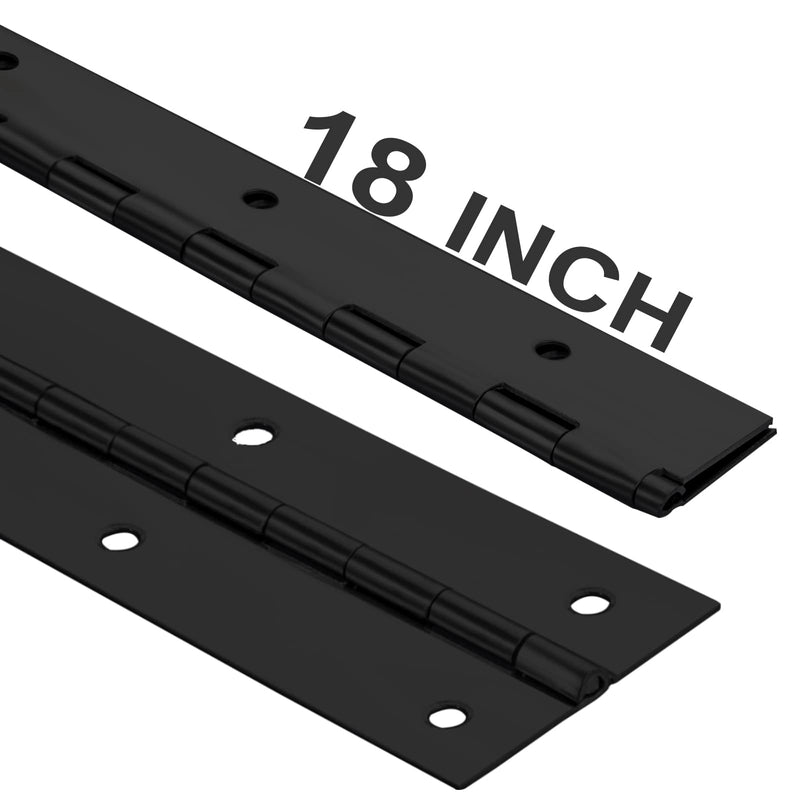 2Pack Heavy Duty Piano Hinge, 2" Open Width x 18" Continuous & Piano Hinges, 0.06” Thick Stainless Steel Piano Hinge with Holes, Black Stainless Furniture Hinges for Cabinet Door Cases Woodworking 18INCH