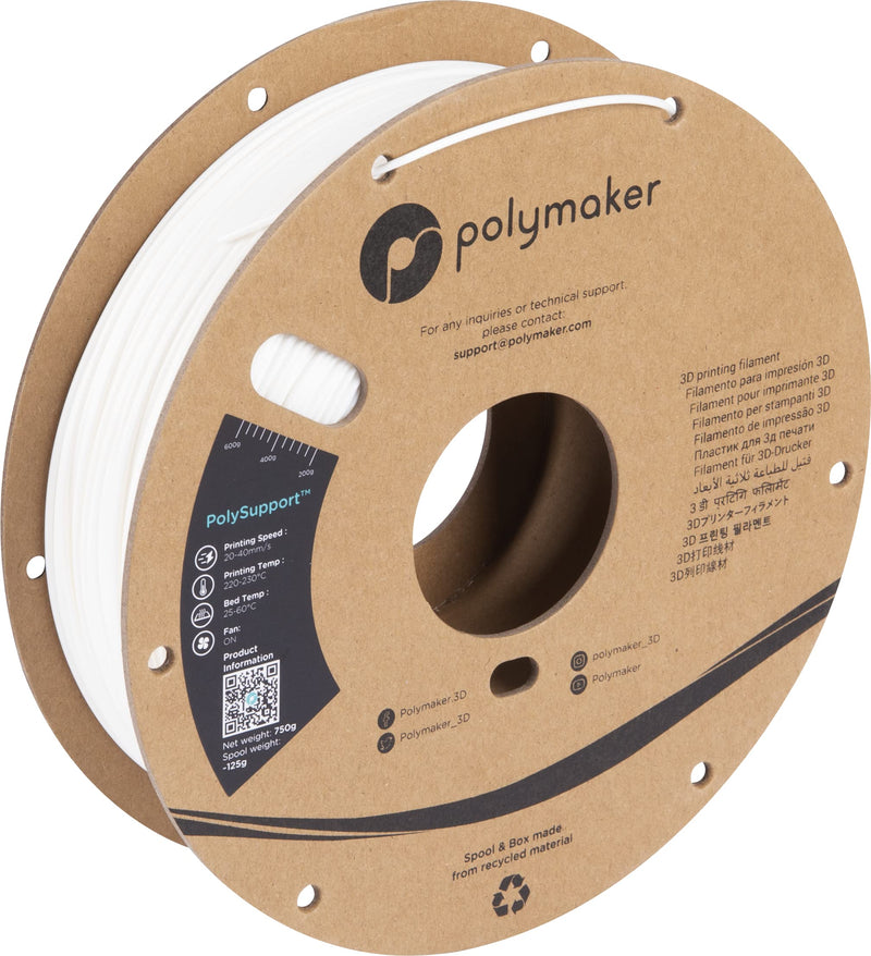 Polymaker Break Away Support Material for 1.75mm PLA Filament, 0.75kg Spool - PolySupport 3D Printer Support Filament Easy Support Removal 750g Break Away Support Material for 1.75mm PLA