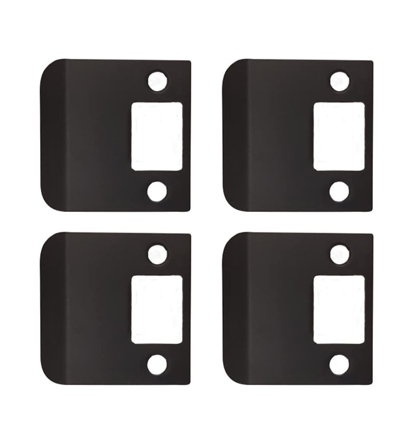 QCAA Solid Brass Extended Lip Strike, 2-1/4''X2-1/4, Oil-Rubbed Bronze, 4 Pack, Made in Taiwan