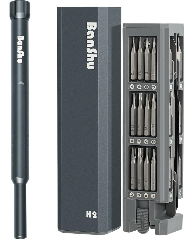  [AUSTRALIA] - Banshu Small Screwdriver Set, 46 in 1 Mini Screwdriver Set with Case, Tiny Torx Star Flathead Phillips Screwdriver Bits, Precision Screwdriver for Glasses, Watch, Phone, Laptop, Macbook, PC, PS5, Toys Manual-46 in 1