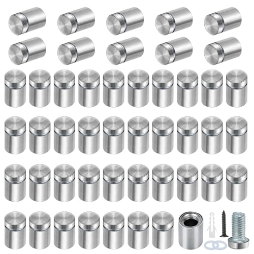 DAJAVE 50 Pack Standoff Screws 1/2x 3/4 Inch Stainless Steel Wall Standoff Mounts Sign Mounting Hardware for Hanging Acrylic Picture Frame, Glass Mounting, Office Signs, Includes Screws & Anchors