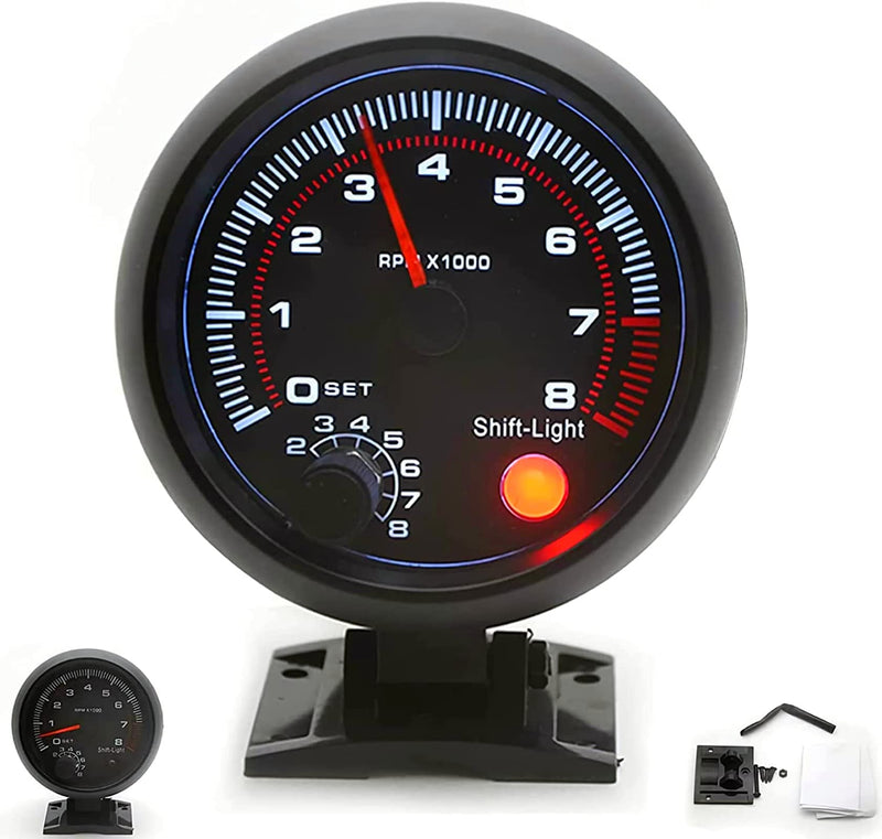 Tachometer Gauge,Geevorks 3.75" 12V Automotive Replacement Tachometers 0-8000 RPM,RPM Tachometer for Car 4/6/8 Cylinder Engines