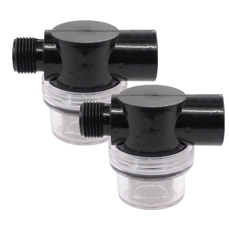 Twist-On Pipe Water Pump Strainer,RV Water Pump Filter Compatible With Shurflo Or Wfco,1/2" Npsm Inlet/Outlet With 80 Mesh Stainless Steel Filter Screen For RV Marine Replacement 2 Pack Black