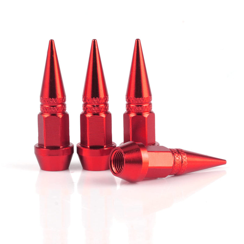SINGARO 45mm Spiked Aluminum Stem Valve Caps,4PCS Dustproof Tire Wheel Stem Caps for Cars,SUVs,Trucks Bicycles and Motorcycles(Red) 45MM-Red