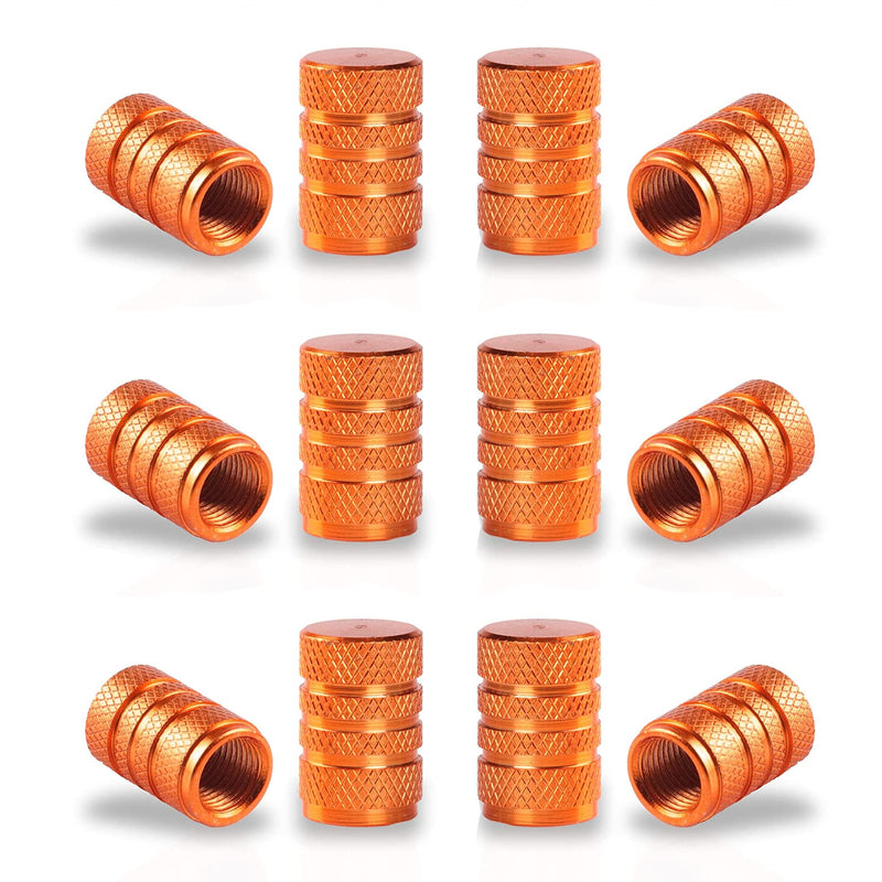 SINGARO 12PCS Tire Valve Stem Caps, Car Exterior Accessories, Aluminum Alloy Valve Cover Universal for Cars, Trucks, Motorcycles and Bicycles (Orange) Orange