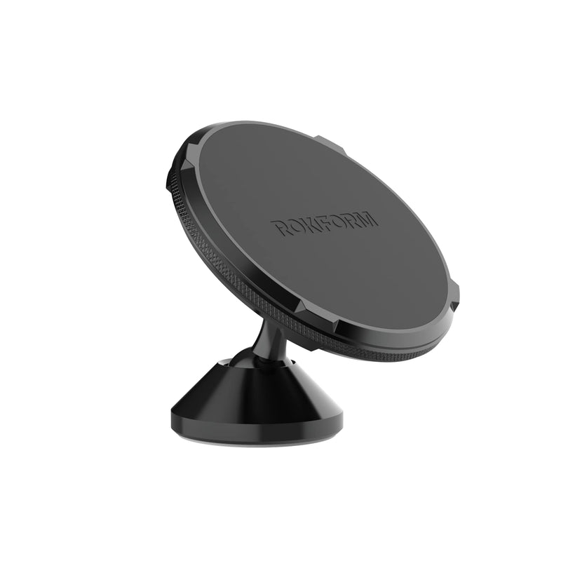 Rokform Dual Magnet Swivel Dash Mount, Adjustable & Aluminum (Black) | Compatible with Mag Safe Cases, Sticks to Smooth Flat Surfaces