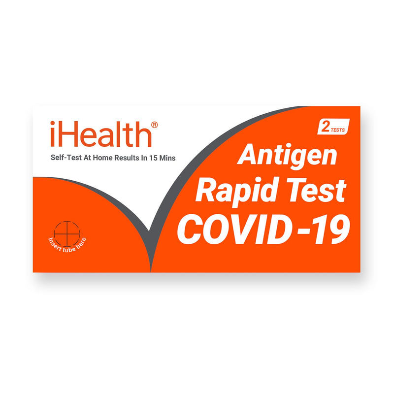 iHealth COVID-19 Antigen Rapid Test, 1 Pack, 2 Tests Total, FDA Authorized OTC at-Home Self Test, Results in 15 Minutes with Non-invasive Nasal Swab, Easy to Use & No Discomfort Orange