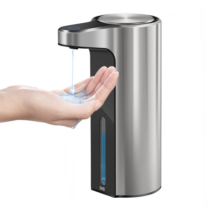 EKO Aroma Touchless Automatic Soap Dispenser for Kitchen and Bathroom, Liquid Hand Soap Dispenser, Water-Resistant and Rechargeable, 9 fl oz (Stainless) Stainless Steel 9 oz (Standard Rechargeable)