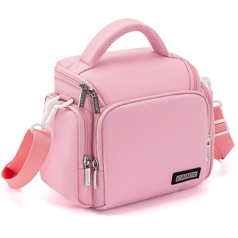 CADeN Compact Camera Shoulder Crossbody Bag Case Compatible for Nikon, Canon, Sony SLR/DSLR Mirrorless Cameras and Lenses Waterproof(1.0 S, Pink) 1.0 S