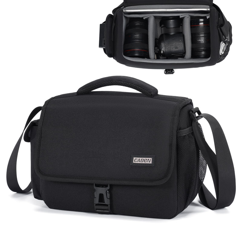 CADeN Camera Bag Case Shoulder Crossbody Bag Compatible for Nikon, Canon, Sony, DSLR SLR Mirrorless Cameras and Lenses (1.0 Black, Large) 1.0 Black
