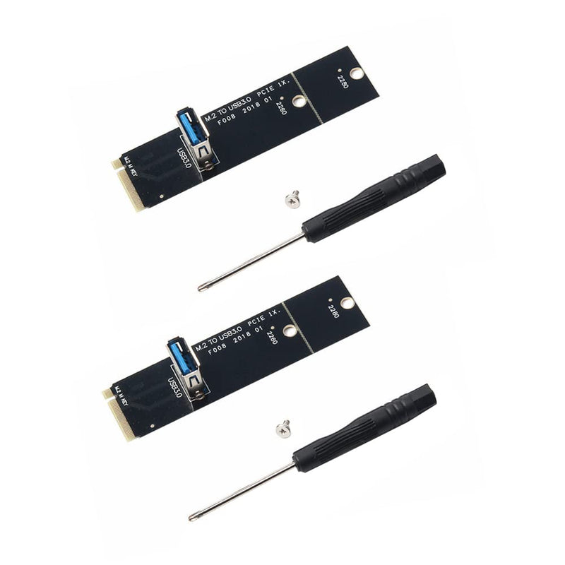 Acxico 2pcs NGFF M.2 to USB 3.0 Transfer PCI-E Riser Card Adapter for Mining Machine Black