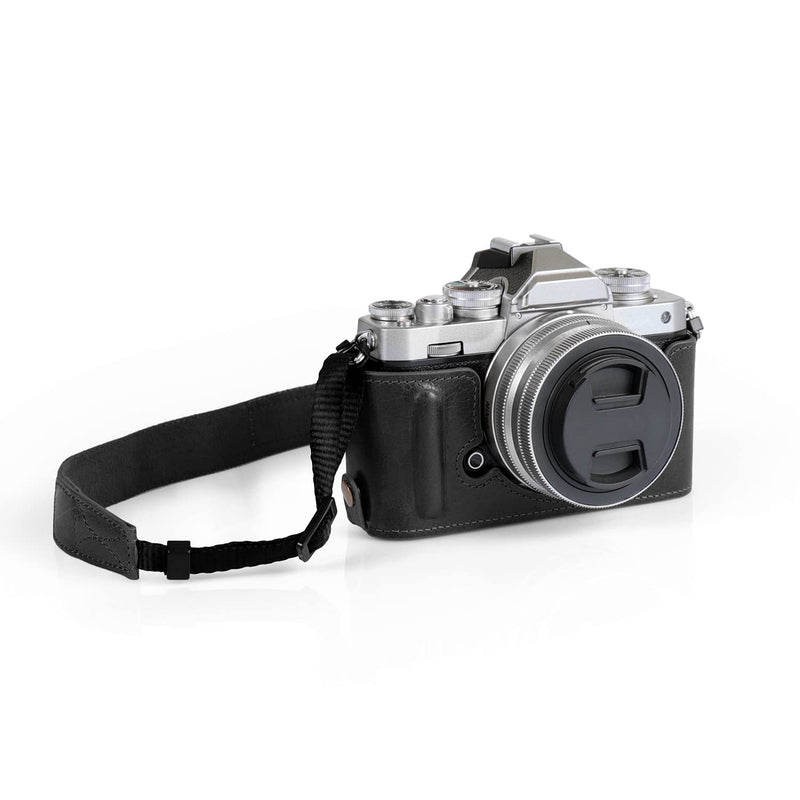 MegaGear MG2016 Ever Ready Genuine Leather Camera Half Case Compatible with Nikon Z fc (Black) Black