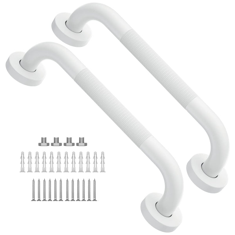 12 Inch Anti Slip Shower Grab Bar Oil Rubbed White, Munzong Bathroom Grab Bar, Knurled Bathroom Balance Bar,Safety Hand Rail Support Handicap Elderly Injury Senior Assist Bath Handle 12inch-2 pack