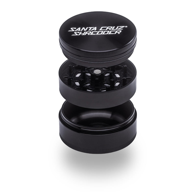 Santa Cruz Shredder Metal Herb Grinder Knurled Top for Stronger Grip 3-Piece Large 2.7" (Black) 2 3/4″ Diameter, Height : 1 3/4" Black