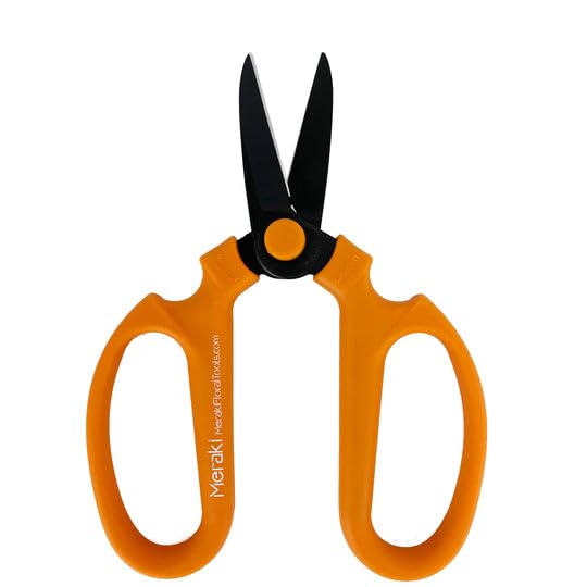 Flower Scissors With Black Carbon Steel Blades 7.0 Inch, Ornithogalum (Orange) 7.0 Inch Orange