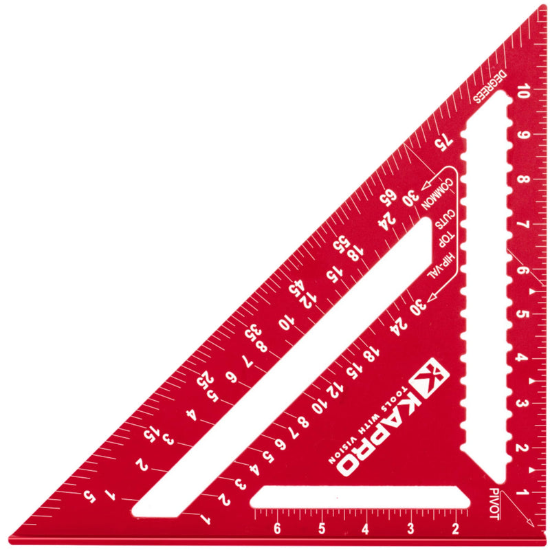 Kapro - 446 High Definition Anodized Rafter Square - Resists Wear and Corrosion - Features Conversion Table and Protractor - Lightweight & Compact Profile - 12 Inch 12" Hi-Def Square