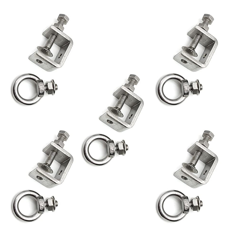 5Pcs C-Clamps;C Clamp Stainless Steel, Beam Clamp.Comes with Stainless Steel Screw Ring That Can Withstand 100 Pounds(medium) Medium