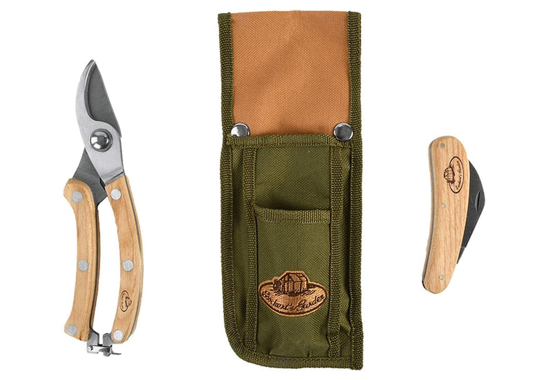 Esschert Stainless Steel Garden Plant Cutting Set of 3 Scissors Knife Bag Tool