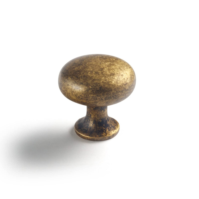 Goo-Ki Vintage Retro Antique Brass Zinc Alloy Cabinet Knob - Single Hole Center Affordable Luxury Cabinet Pull Hardware for Bedroom, Kitchen, 6 Pack… 1.18 inches