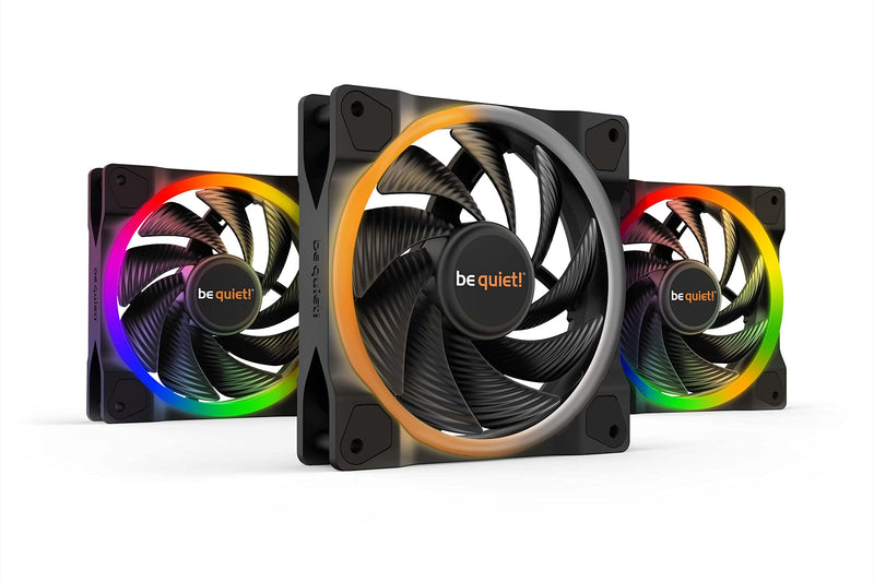 be quiet! Light Wings 120mm PWM High Speed Low Noise Premium ARGB Cooling Fan | 4-Pin | Ideal for Radiators and Heat Syncs | 3-Pack | Black | BL077 3 x 120mm PWM High-Speed
