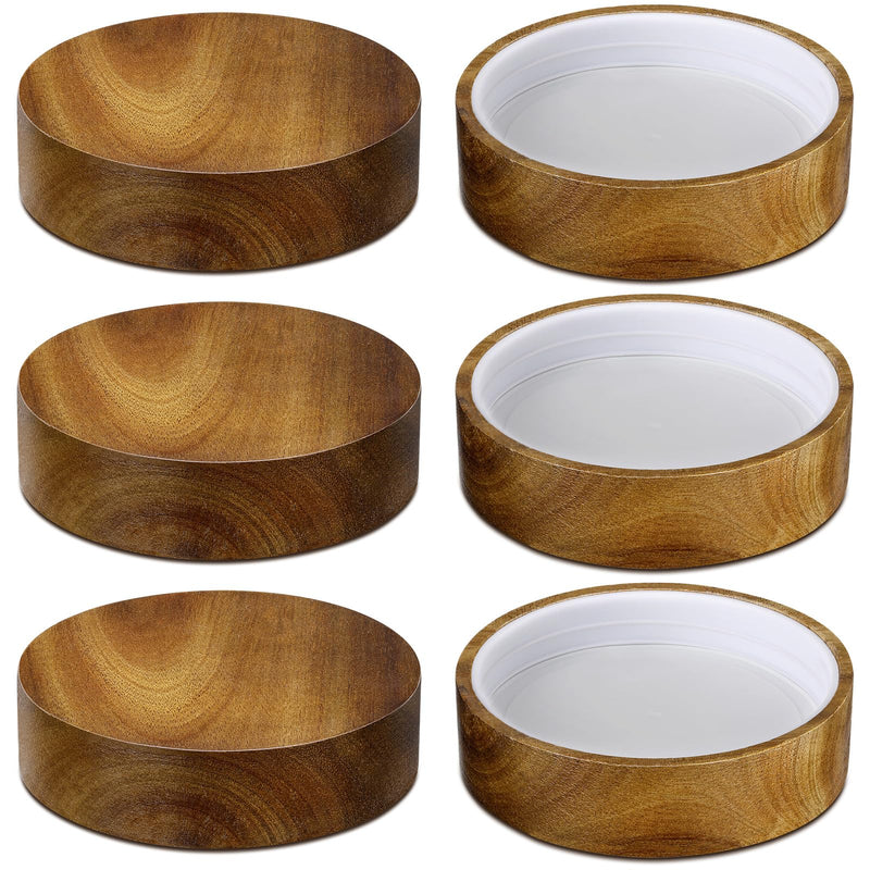 6 Pieces 3.75 Inch Wooden Mason Lid Canning Jar Lid Bottle Molded Screw Replacement Lids Wide Mouth Glass Yogurt Jar Lids for Jar Spice Cap Home Kitchen Practical Sealing Utensil Kit