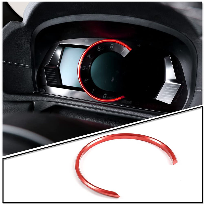 Dashboard Trim Ring Compatible with Toyota Supra GR A90 A91 MK5 2019-2026, Car Interior Tachometer Decoration Ring Cover, Aluminum alloy Instrument Panel Trim Frame Cover (Red) red