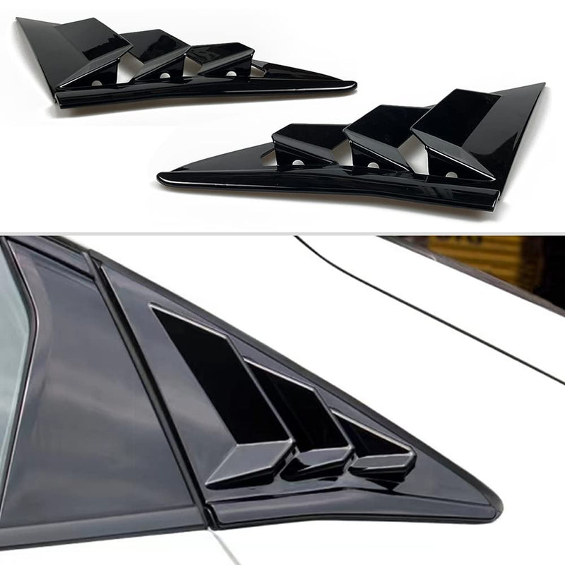  [AUSTRALIA] - for Honda 10th Gen Civic 2016-2021 Rear Side Window Louver Decorate Cover Rear Air Vent Window Louvers Blinds Covers Auto Accessories (for 10th Gen Civic Hatchback, Bright Black)