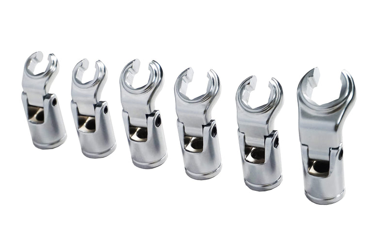 4LIFETIMELINES 3/8" Drive Crow's Feet Adjustable Flare Nut Sockets | 6 Piece Metric Set, 10mm, 12mm, 13mm, 14mm, 15mm, 17mm 0.394 - 0.669 in