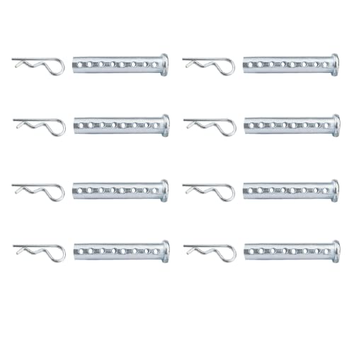 Heavy Duty Adjustable Clevis Pin ,Fastener Tool Size 7/16 x 2inch Zinc Steel 8 Holes W/ Matching R- Clip (8)