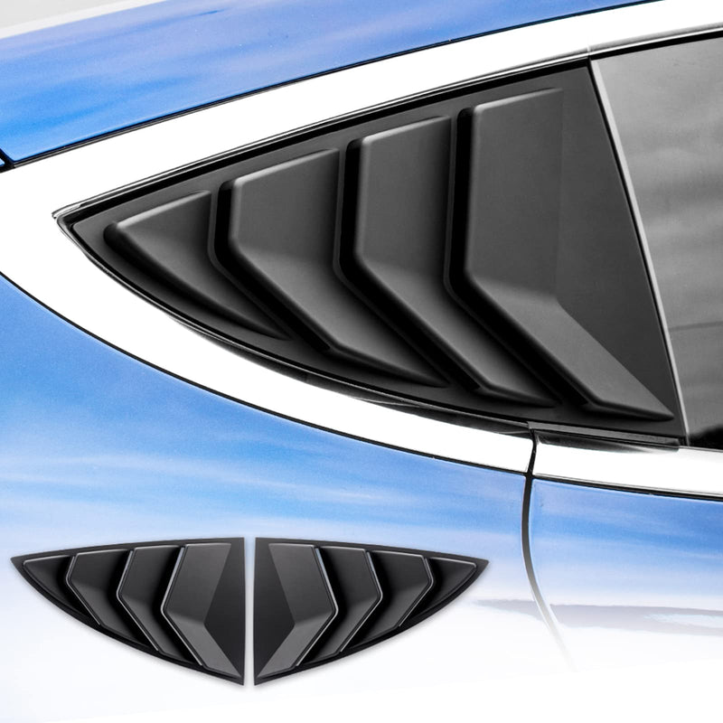 KUNGKIC for Tesla Model 3 2017-2024 Rear Side Window Louvers Air Vent Scoop Louvers Window Scoop Louvers Covers ABS Sun Rain Shade Vent Sport Style 2PCS Cool Exterior Decoration (Matte Black) Matte Black