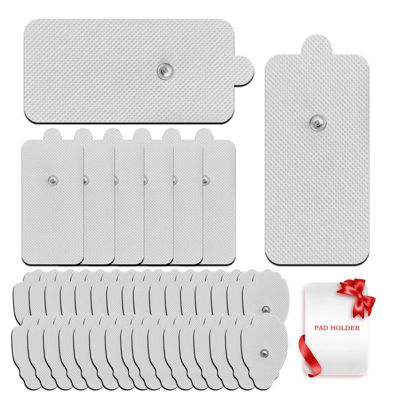 TENS Unit Replacement Pads 4X8", 40 Pcs Premium Quality Snap Replacement Electrodes for TENS and EMS Muscle Stimulator, Using 3.5mm Snap Connector
