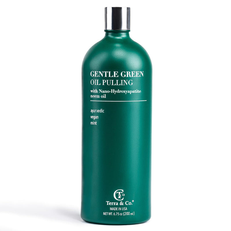 Terra & Co. Nano Hydroxyapatite Gentle Green Oil Pulling - Vegan Natural Mouthwash for Teeth and Gum Health – Alcohol-Free and Fluoride-Free - Made with Cold Pressed Plant Oils | 6.75 oz 6.75 Fl Oz (Pack of 1)