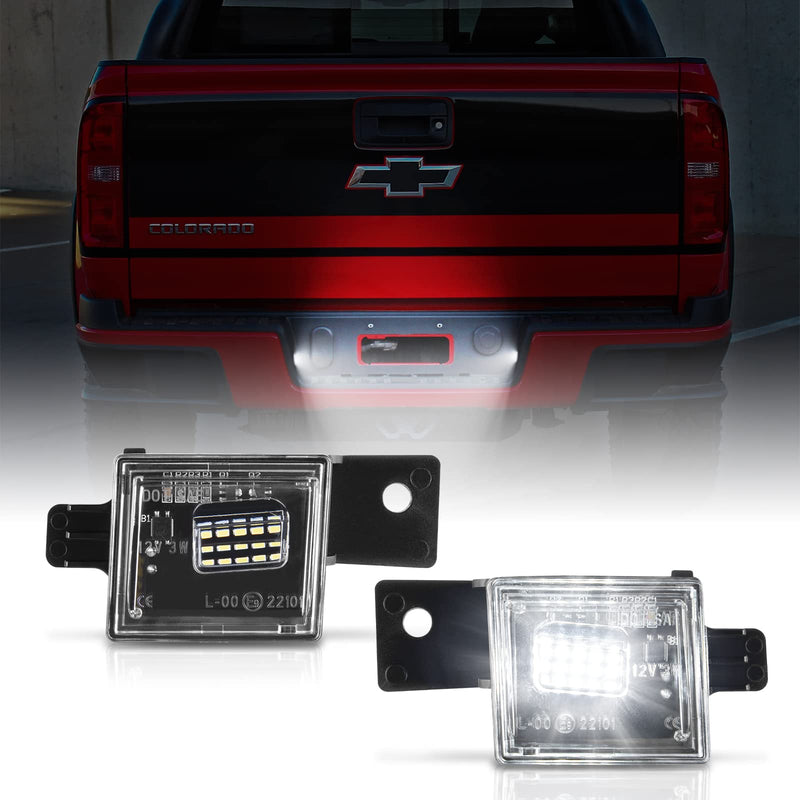 Gempro LED License Plate Light Rear Tag Lamp Assembly for 2014-2023 Chevy Silverado GMC Sierra 1500 2500HD 3500HD, 6000K White 15-23 Silverado