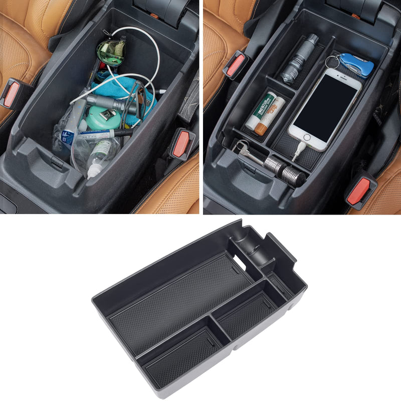 TOPINSTALL Center Console Organizer Compatible with Bronco Sport 2021-2025/Ford Escape 2020-2025 Accessories, Armrest Box Long Compartment Storage Tray Coin Container-Black Black--Bronco Sport / Escape